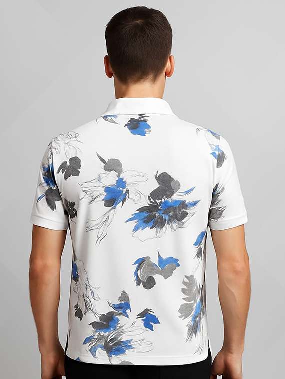 men printed short sleeve regular fit polo t-shirt - 22080918 - Standard Image - 1