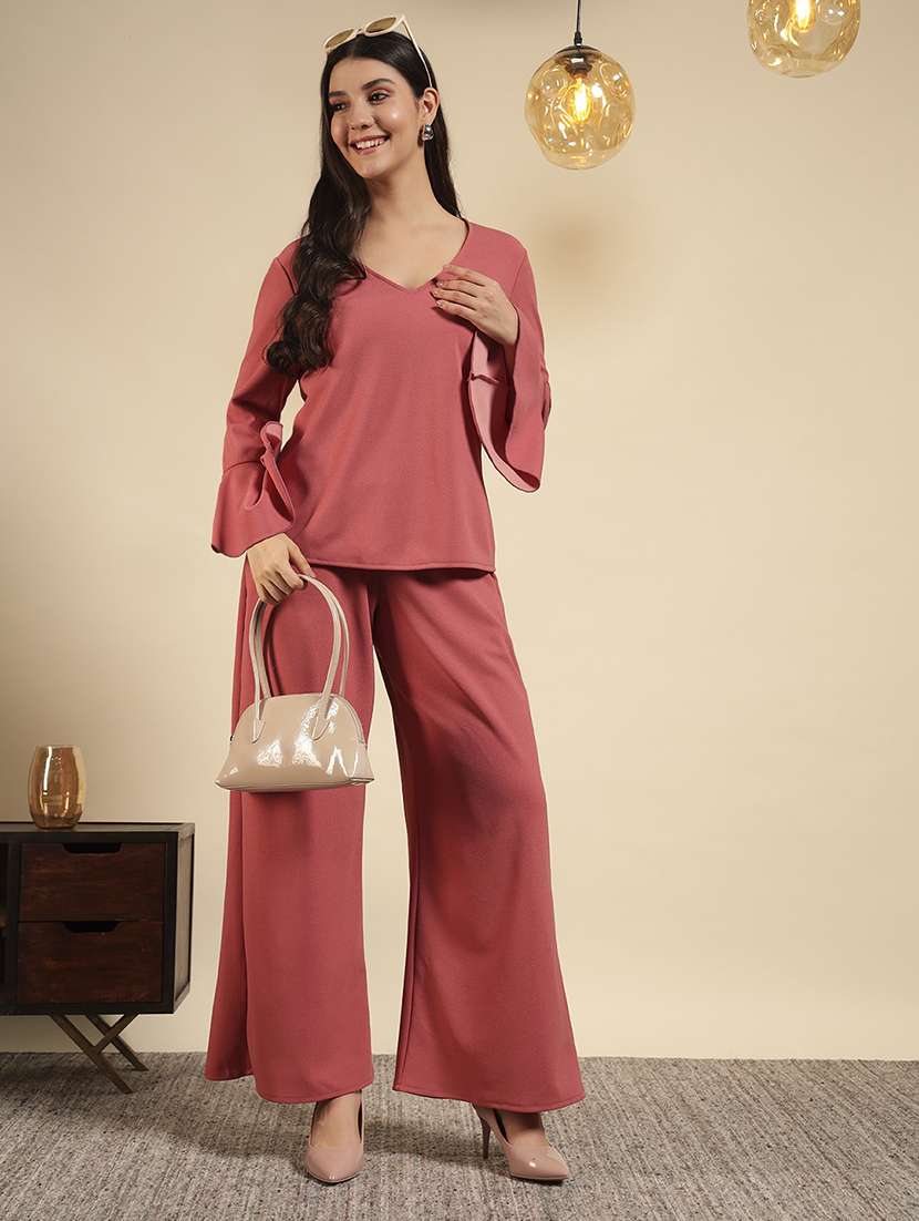 women solid top and palazzo co-ord set - 22080928 - Standard Image - 6