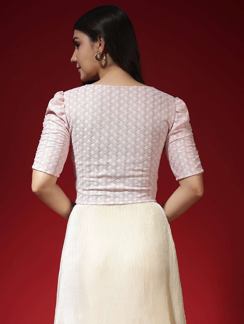 women self design puff sleeve stitched blouse - 22080929 -  Standard Image - 4
