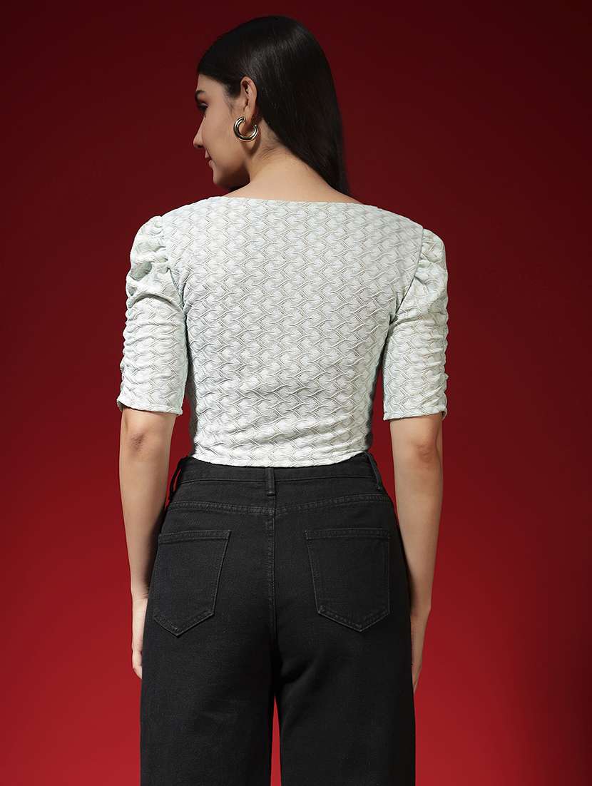 women self design puff sleeve stitched blouse - 22080930 -  Standard Image - 4