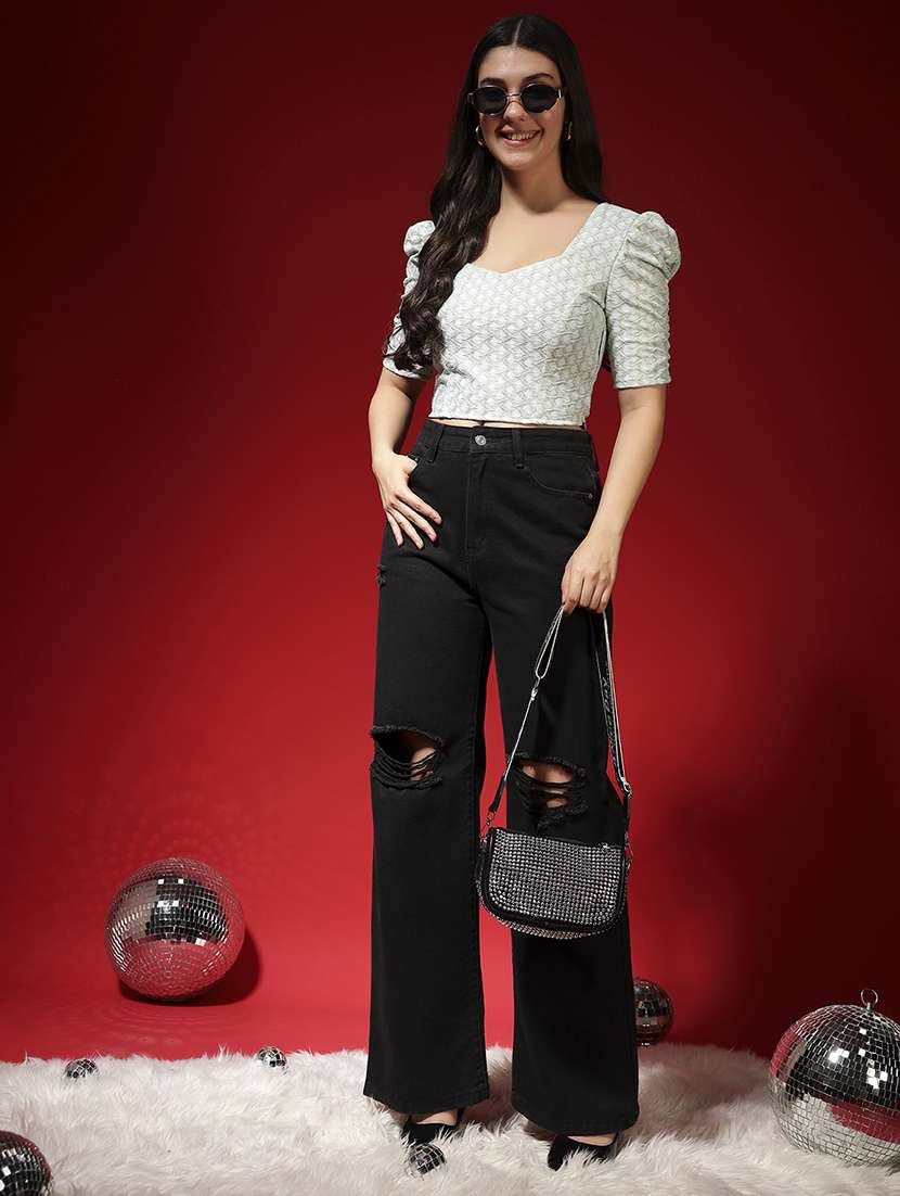 women self design puff sleeve stitched blouse - 22080930 -  Standard Image - 6