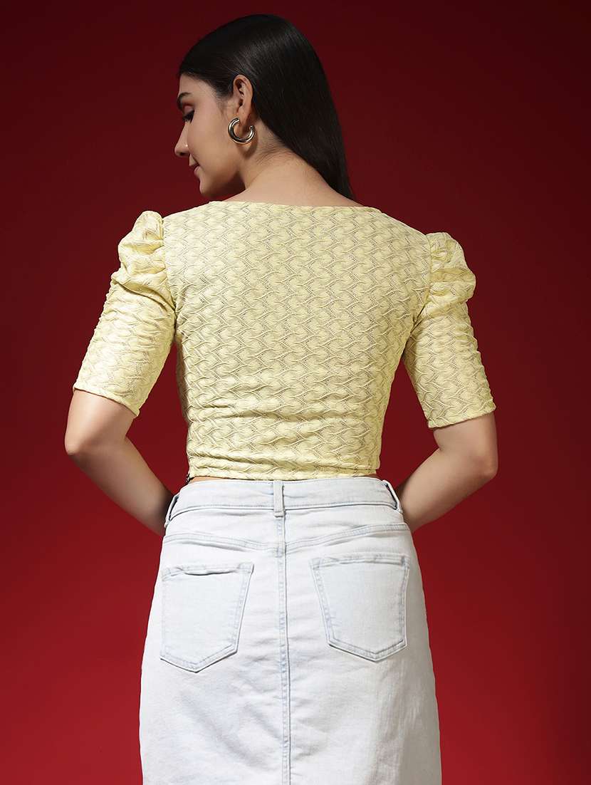 women self design puff sleeve stitched blouse - 22080931 -  Standard Image - 4
