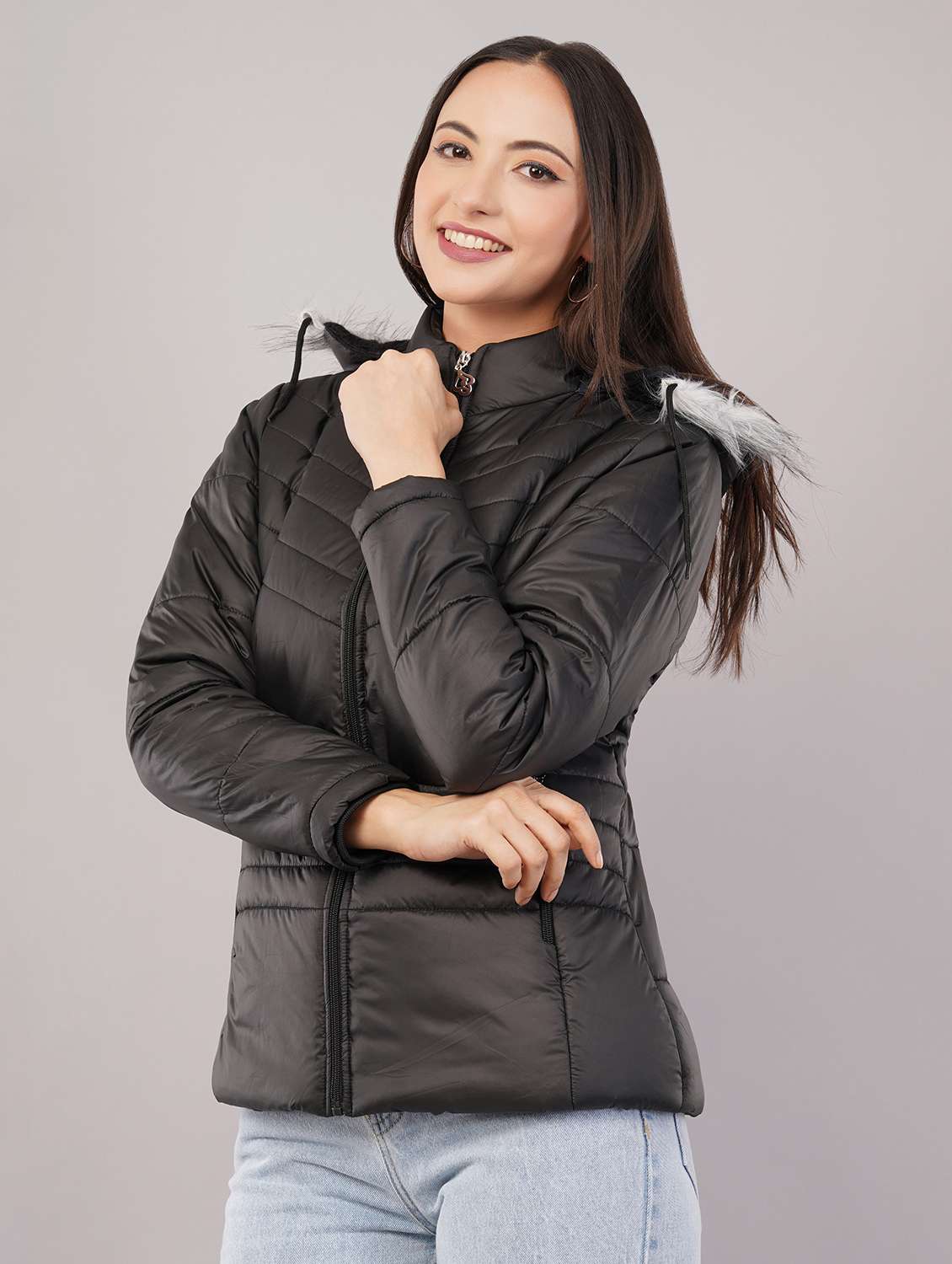 women solid long sleeve puffer jacket - 22080932 - Zoom Image - 0