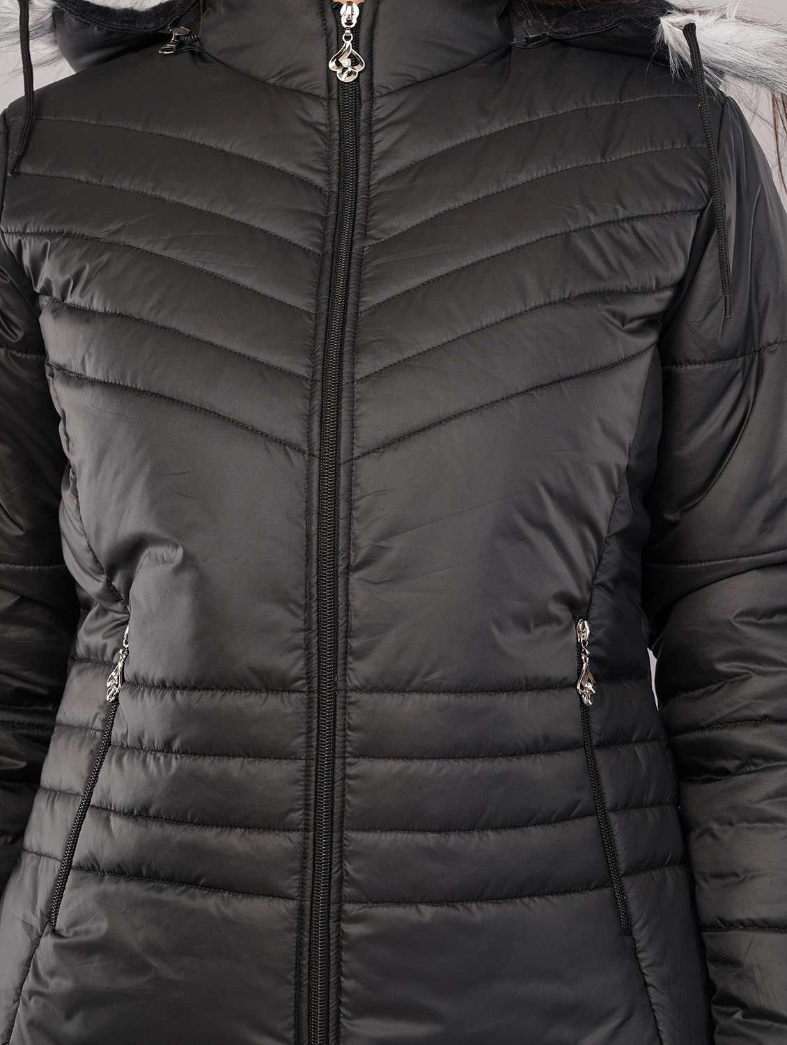 women solid long sleeve puffer jacket - 22080932 - Standard Image - 4