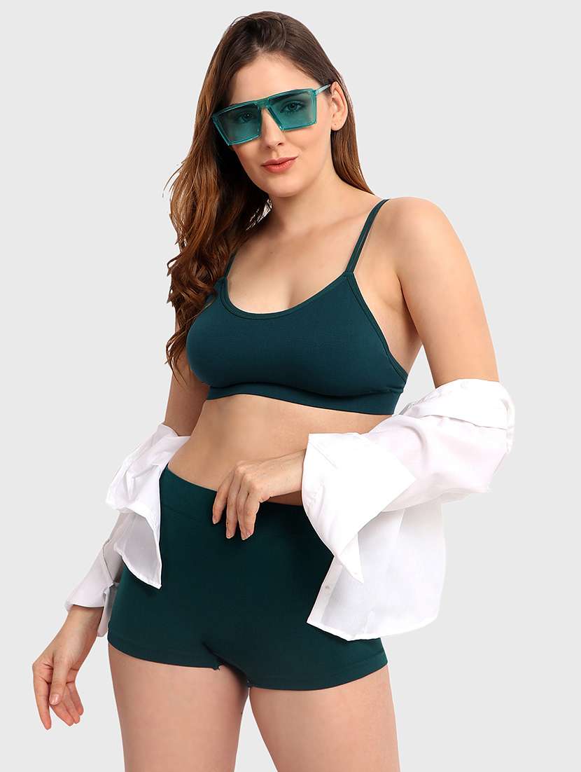 women solid bra and boy shorts set - 22080964 -  Standard Image - 1