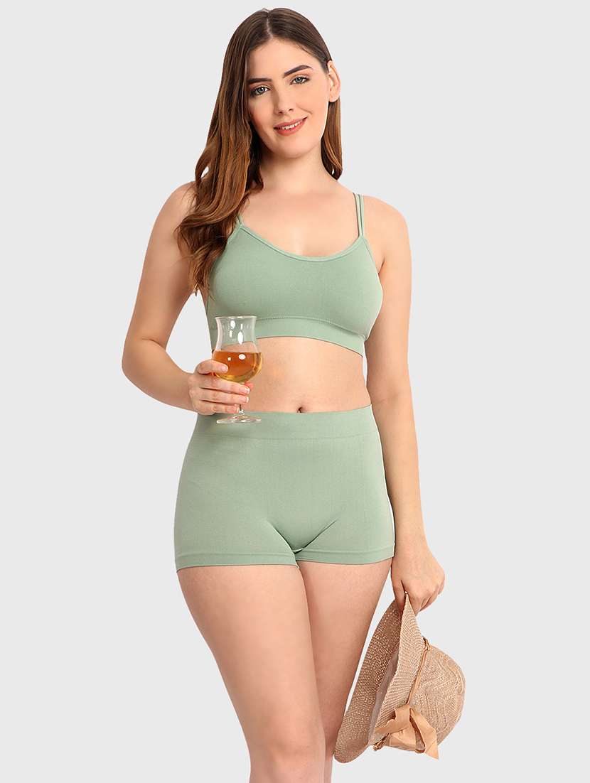 women solid bra and boy shorts set - 22080965 -  Standard Image - 1