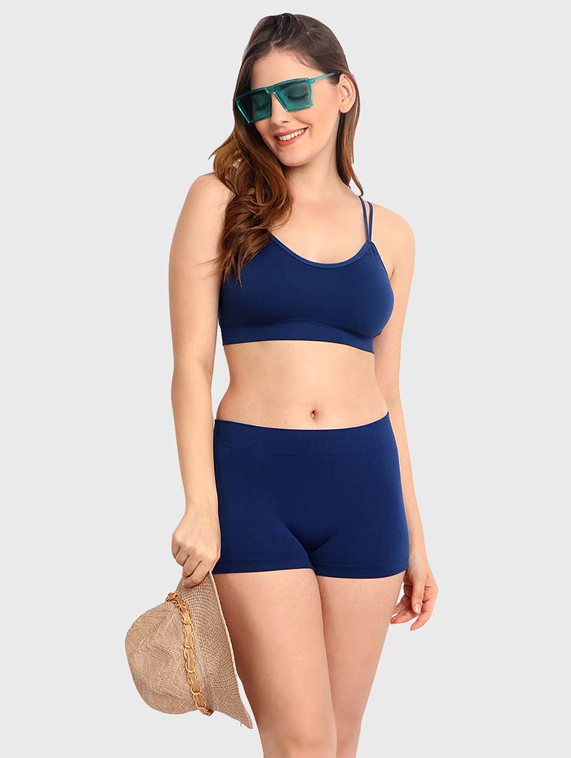 women solid bra and boy shorts set - 22080967 -  Standard Image - 1