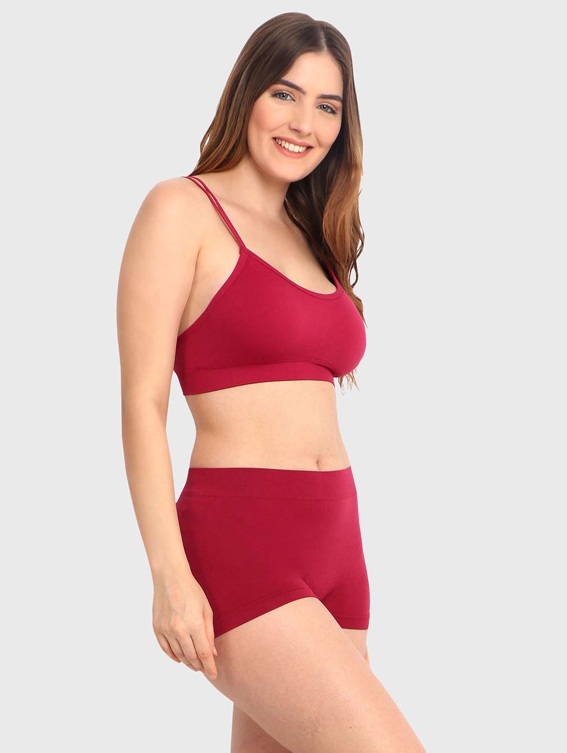 women solid bra and boy shorts set - 22080969 -  Standard Image - 1