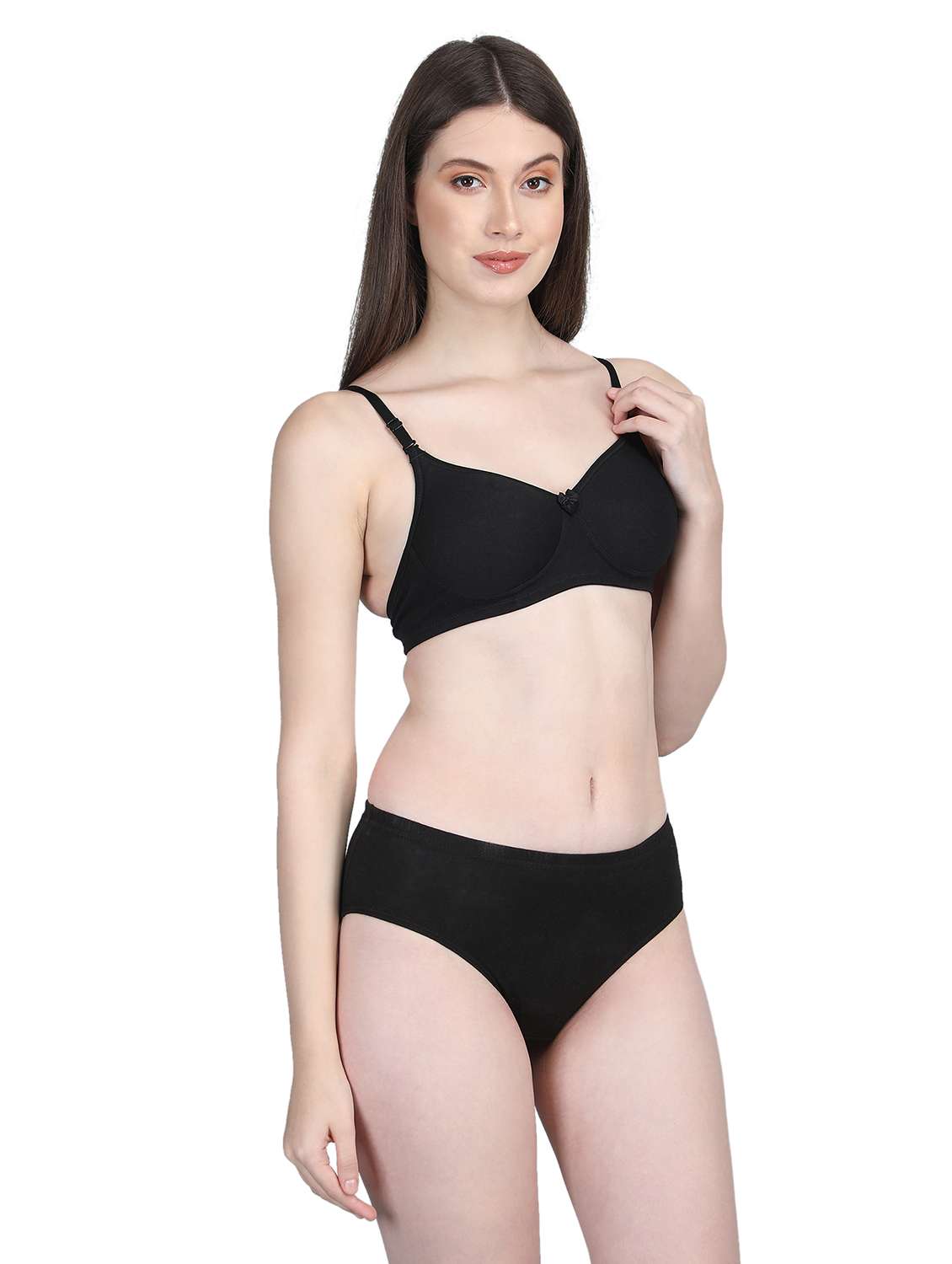 women solid bra and panty set - 22080970 -  Standard Image - 1