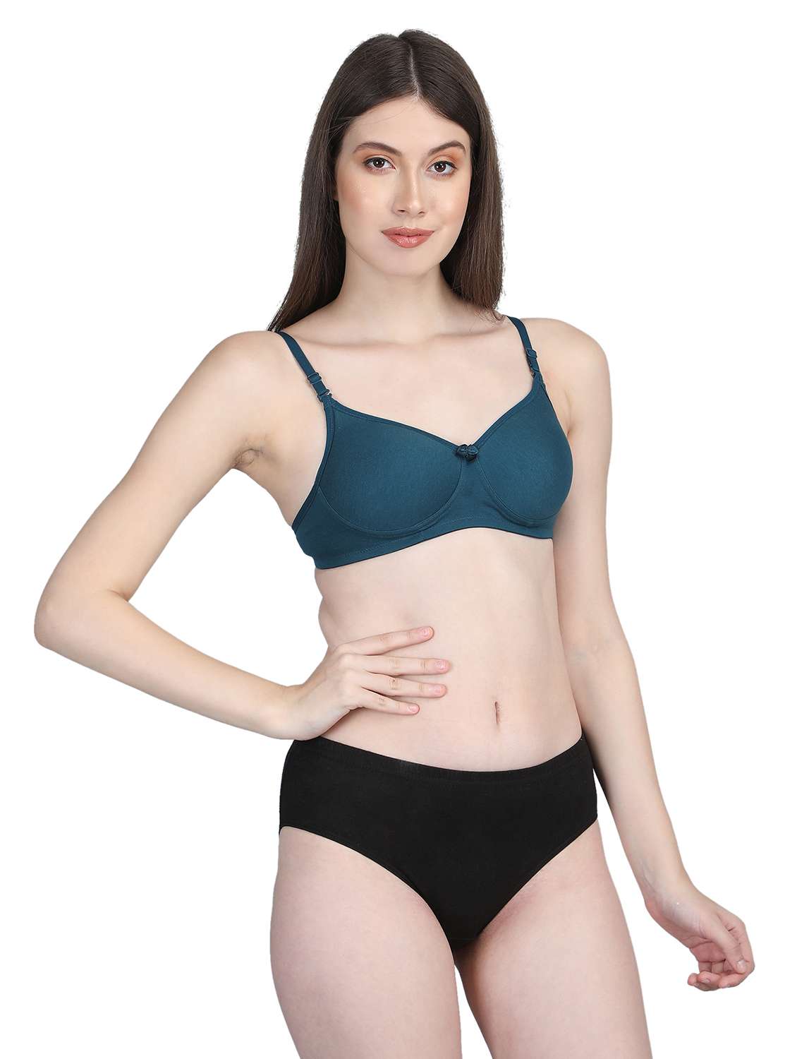 women solid bra and panty set - 22080973 -  Standard Image - 1