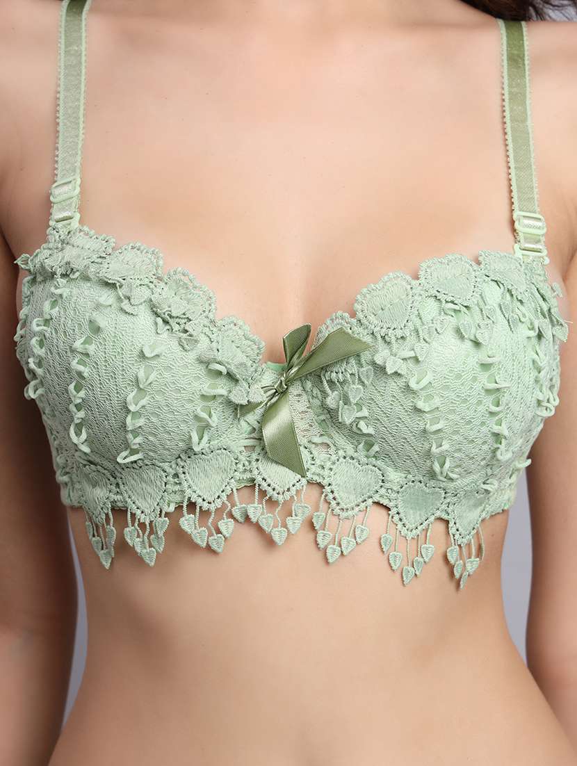 women solid lace bra and panty set - 22081033 -  Standard Image - 4