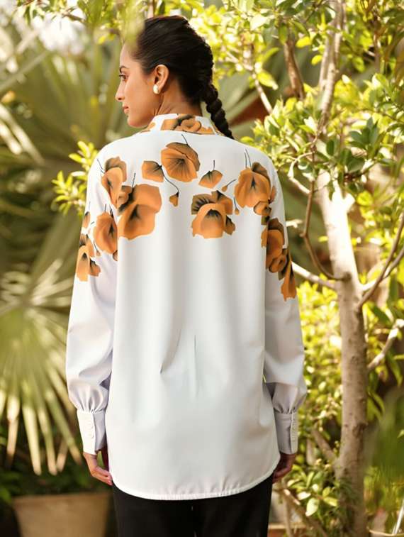 women floral print long sleeve collared shirt - 22081082 - Standard Image - 1