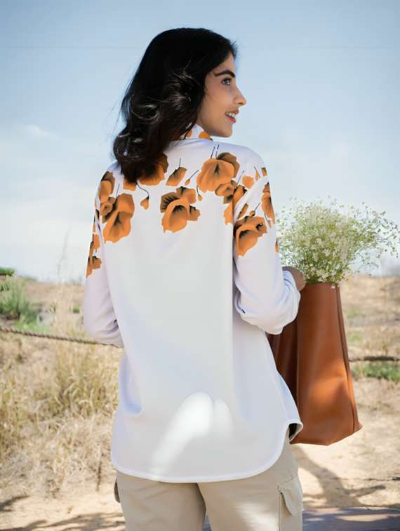 women floral print long sleeve collared shirt - 22081089 - Standard Image - 1