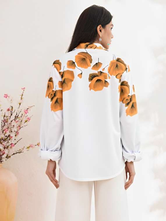 women floral print long sleeve collared shirt - 22081090 - Standard Image - 1