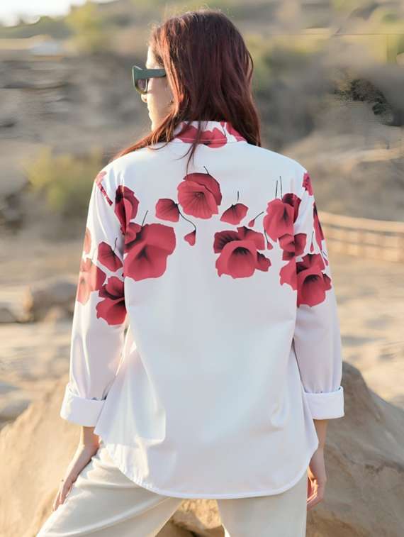 women floral print long sleeve collared shirt - 22081118 -  Standard Image - 1