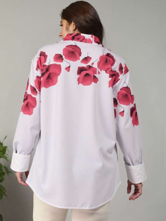 women floral print long sleeve collared shirt - 22081120 -  Standard Image - 1
