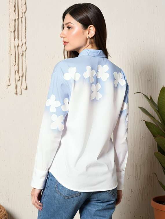 women floral print long sleeve collared shirt - 22081138 -  Standard Image - 1