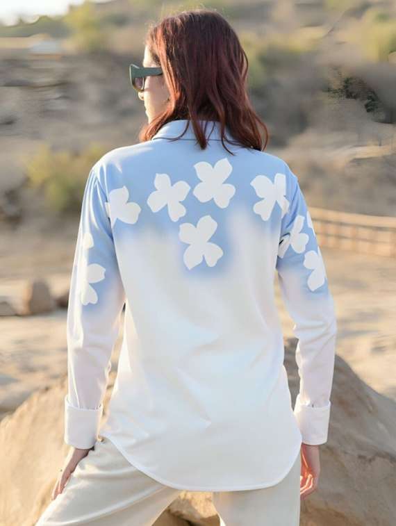 women floral print long sleeve collared shirt - 22081152 - Standard Image - 1