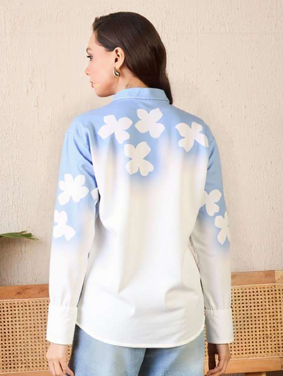 women floral print long sleeve collared shirt - 22081159 -  Standard Image - 1