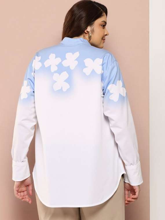 women floral print long sleeve collared shirt - 22081168 - Standard Image - 1