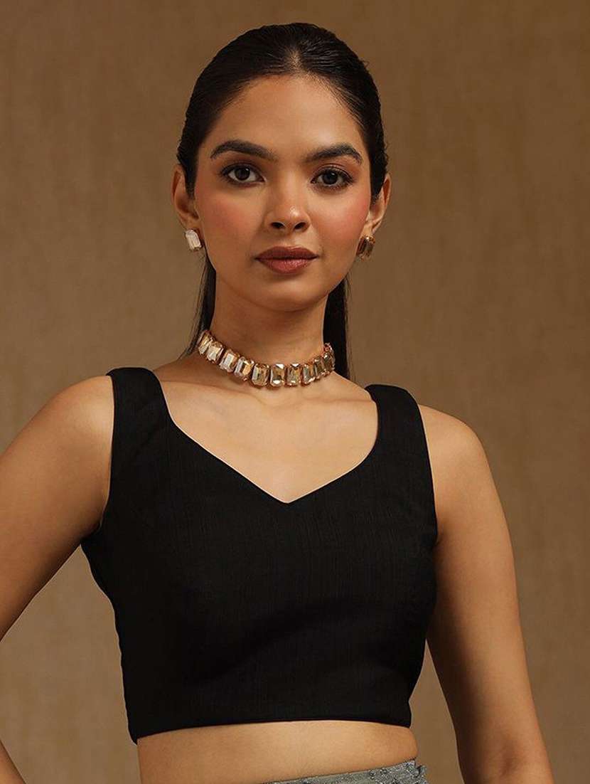 women solid sleeveless stitched blouse