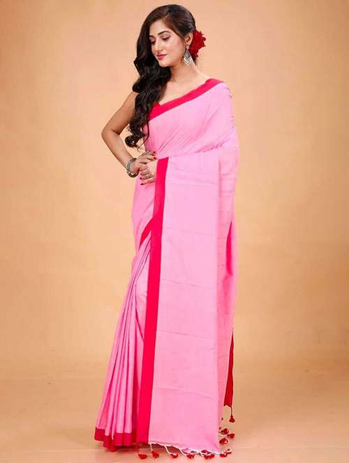 women solid handloom saree with blouse - 22081699 -  Standard Image - 0