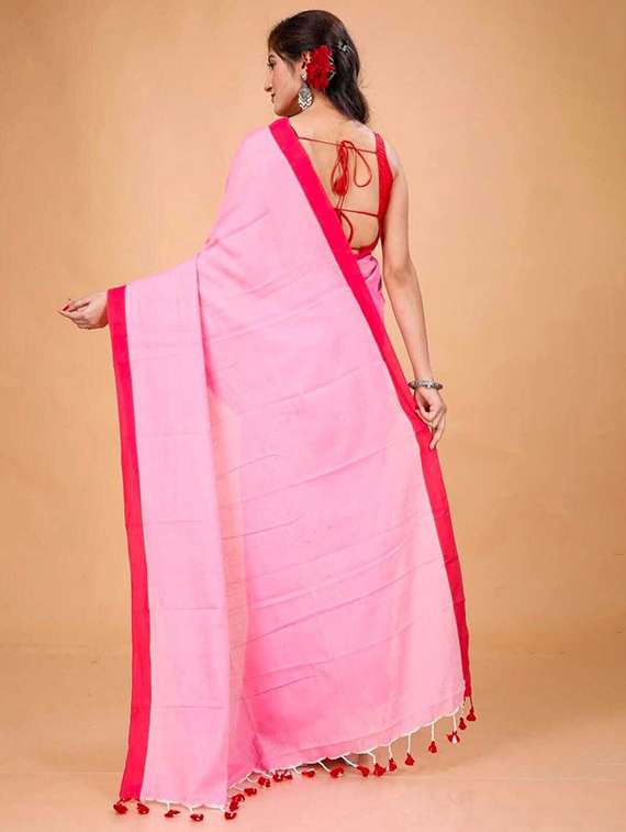 women solid handloom saree with blouse - 22081699 -  Standard Image - 1