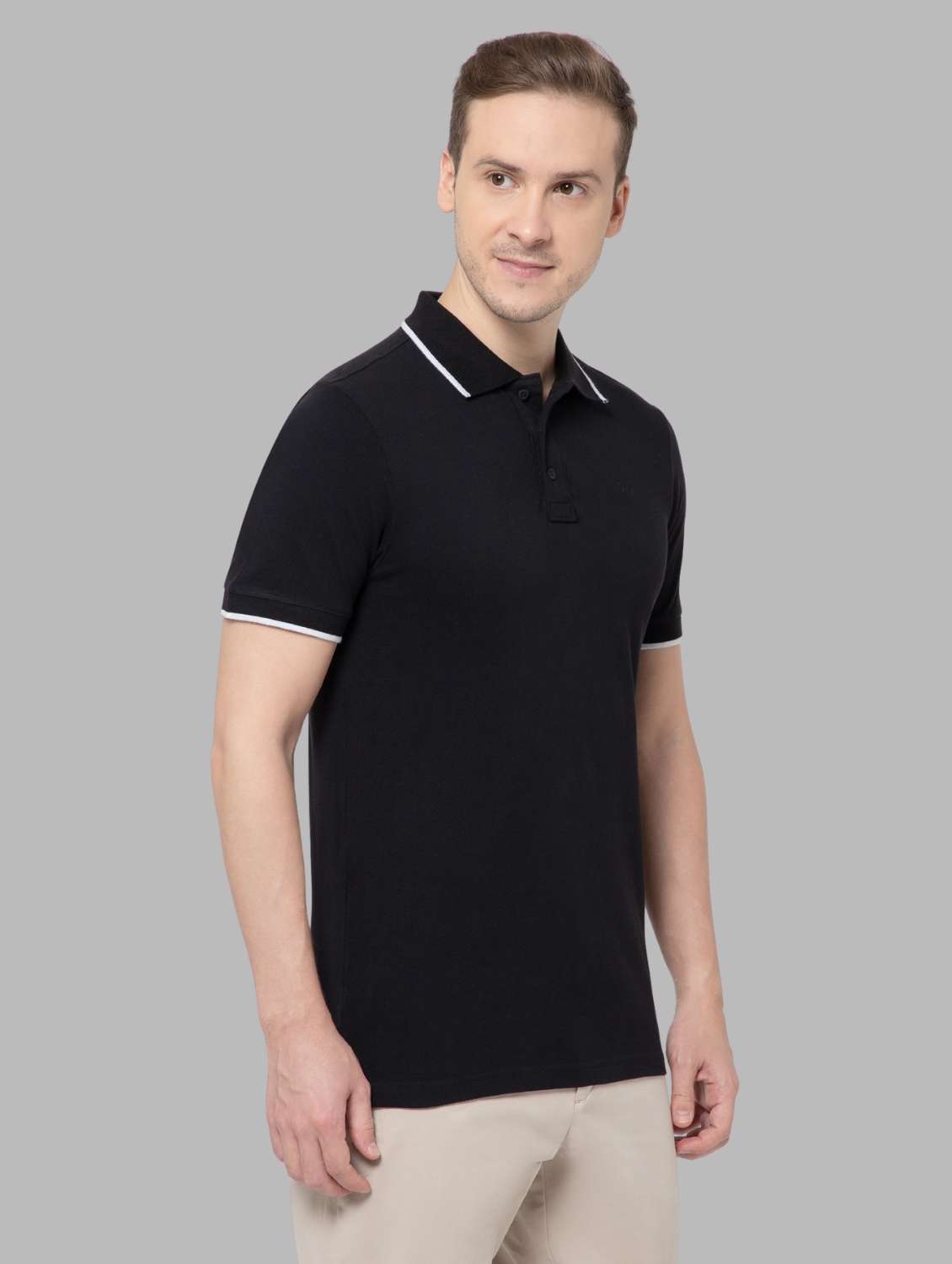 men solid short sleeve slim fit polo t-shirt - 22081978 -  Standard Image - 1