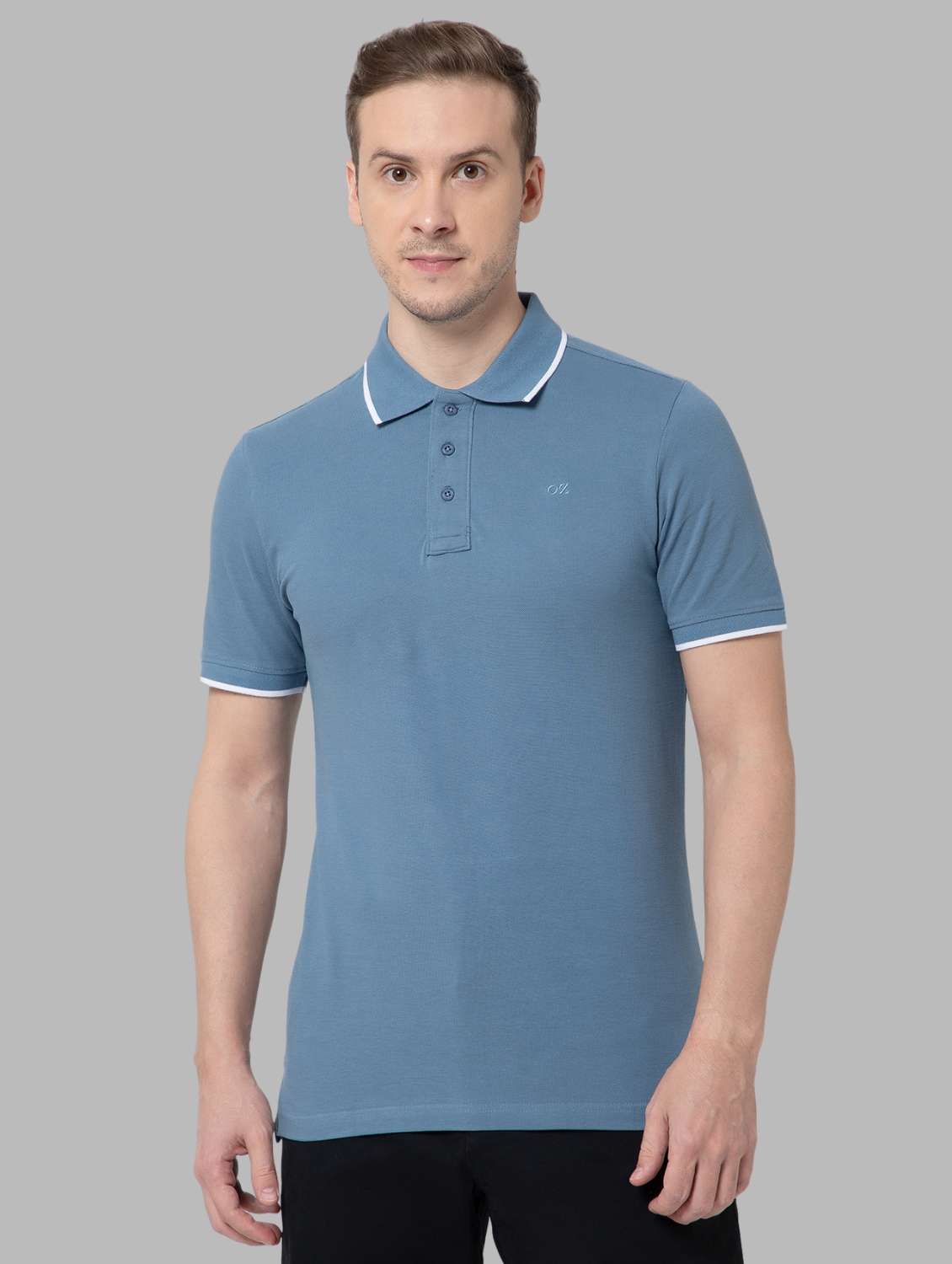men solid short sleeve slim fit polo t-shirt