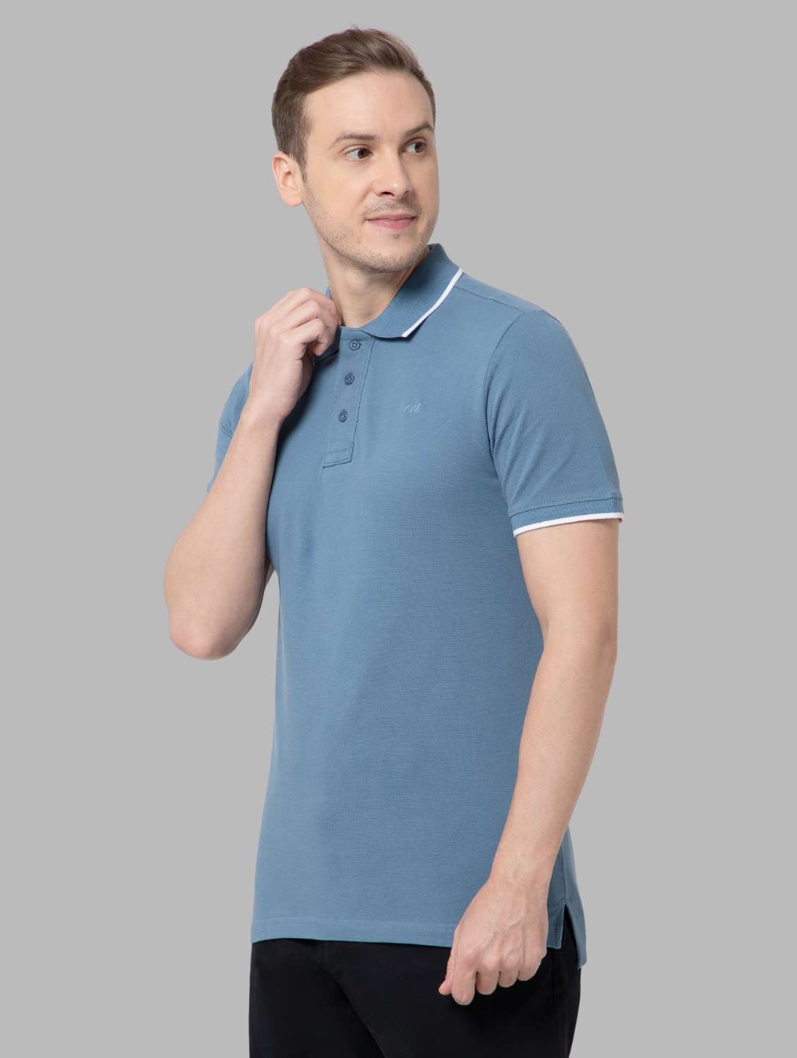 men solid short sleeve slim fit polo t-shirt - 22081981 -  Standard Image - 1