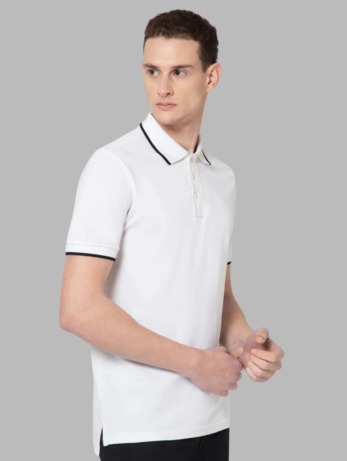 men solid short sleeve slim fit polo t-shirt - 22081982 -  Standard Image - 1