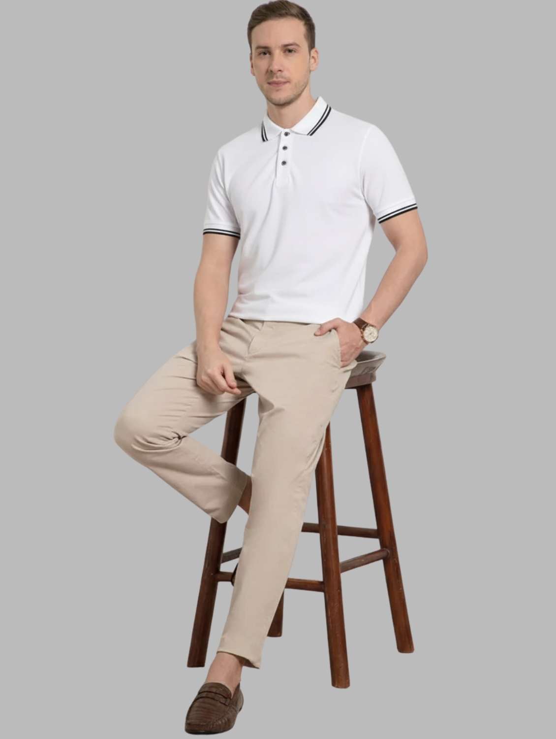 men solid short sleeve slim fit polo t-shirt - 22081982 -  Standard Image - 4