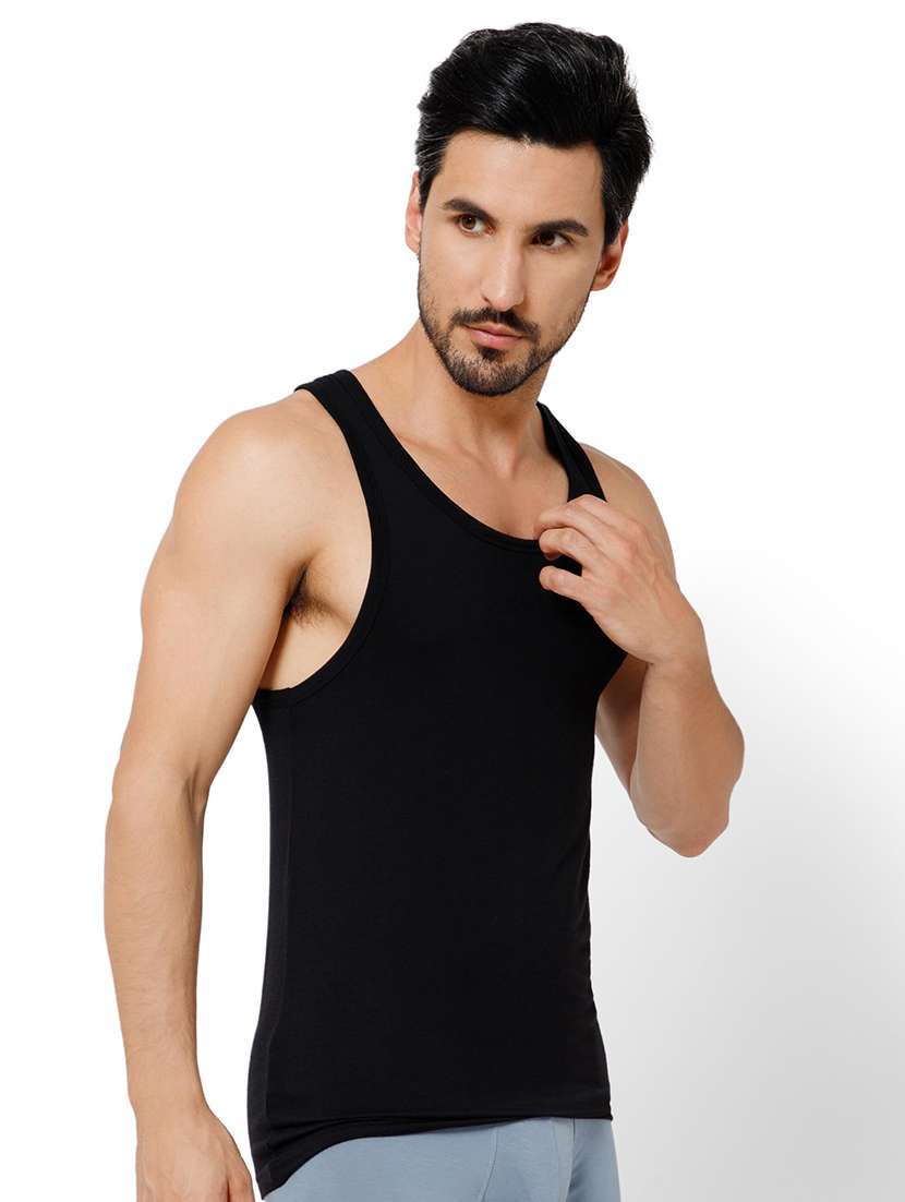 men solid scoop neck vest - 22081984 - Standard Image - 1