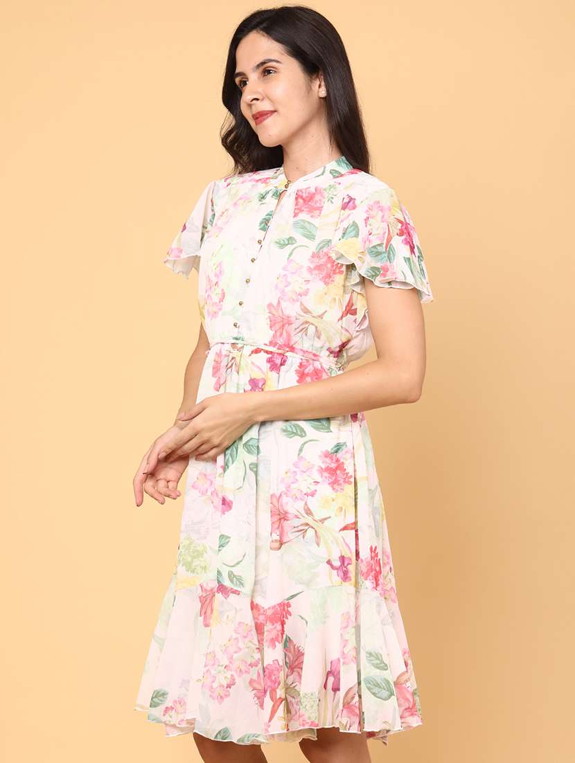 women multi colored polyester a-line dress
