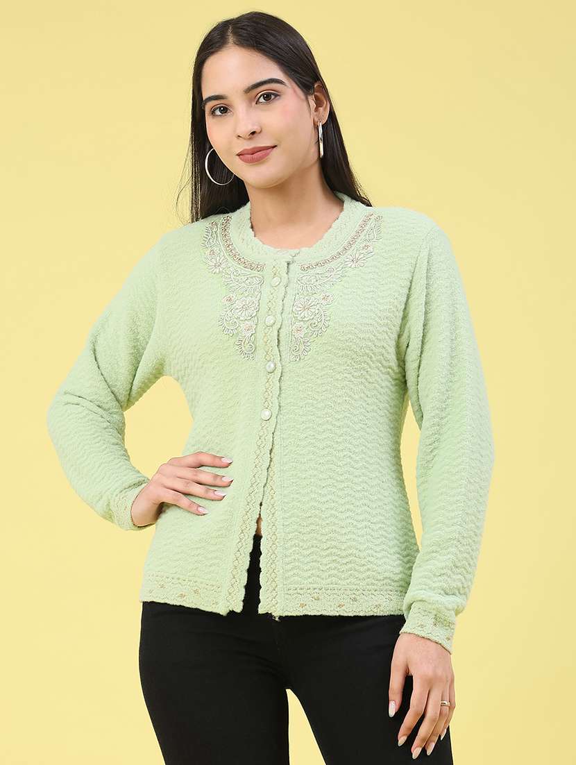 Women Self Design Sleeveless Cardigan - 22082110 -  Standard Image - 1