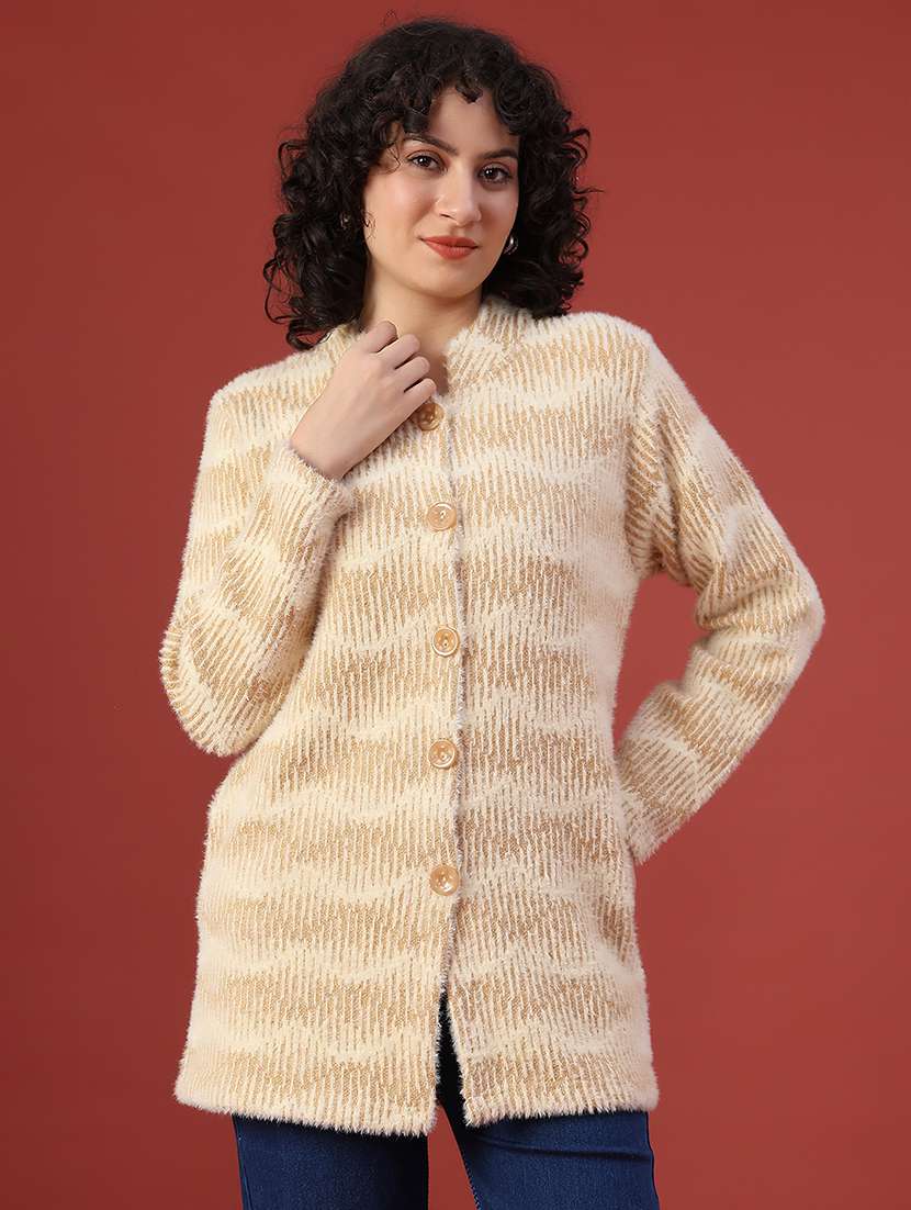 women self design long sleeve cardigan - 22082111 -  Standard Image - 1