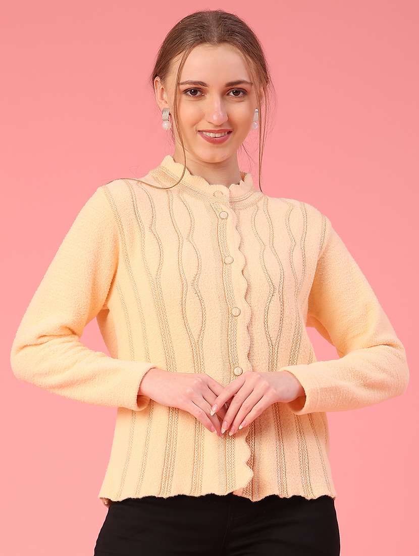 women self design long sleeve cardigan - 22082117 -  Standard Image - 1