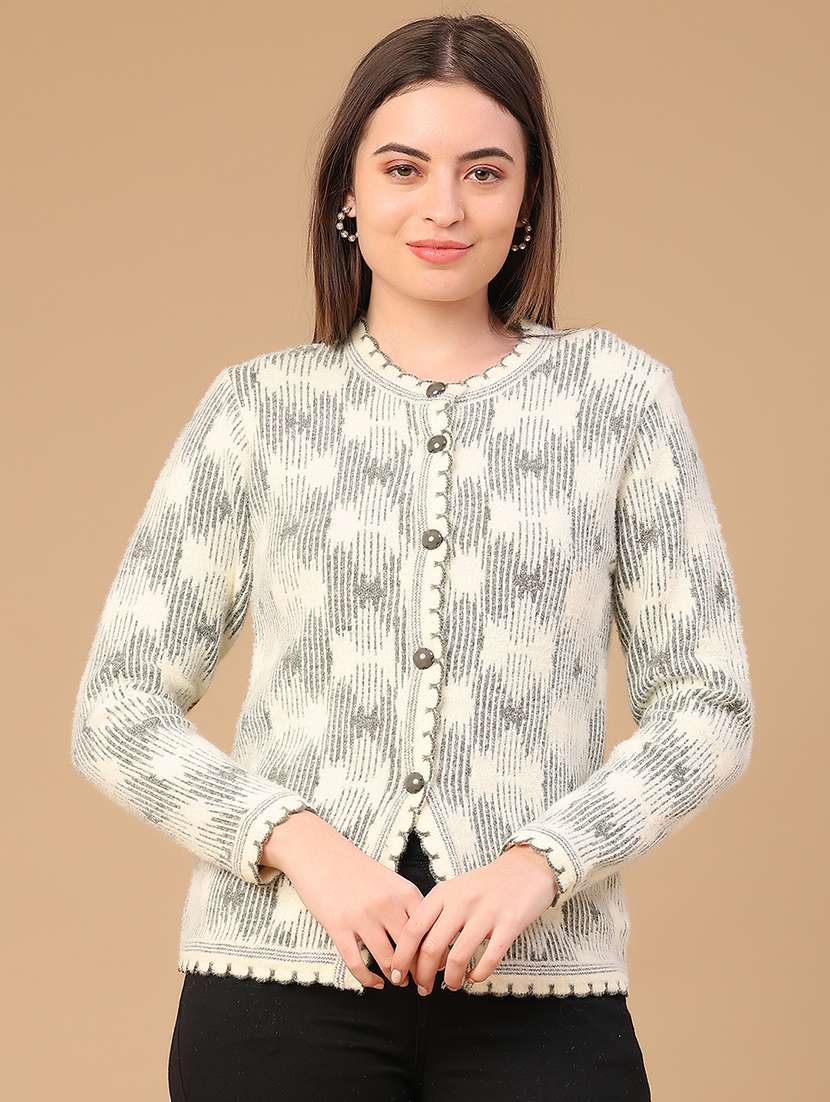 women self design long sleeve cardigan - 22082119 -  Standard Image - 1