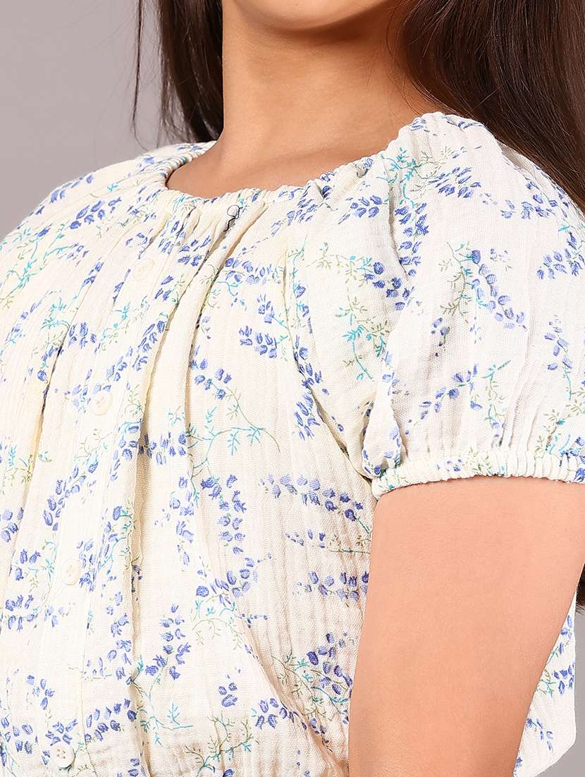 girls printed puff sleeve top - 22082146 -  Standard Image - 4