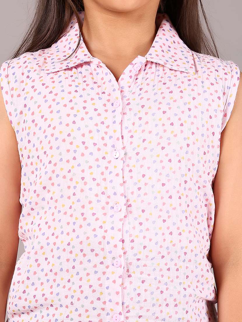 girls printed collared sleeveless top - 22082147 -  Standard Image - 4