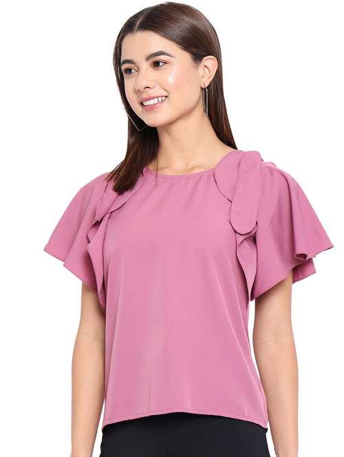 women solid flared sleeve regular top - 22082164 - Standard Image - 0