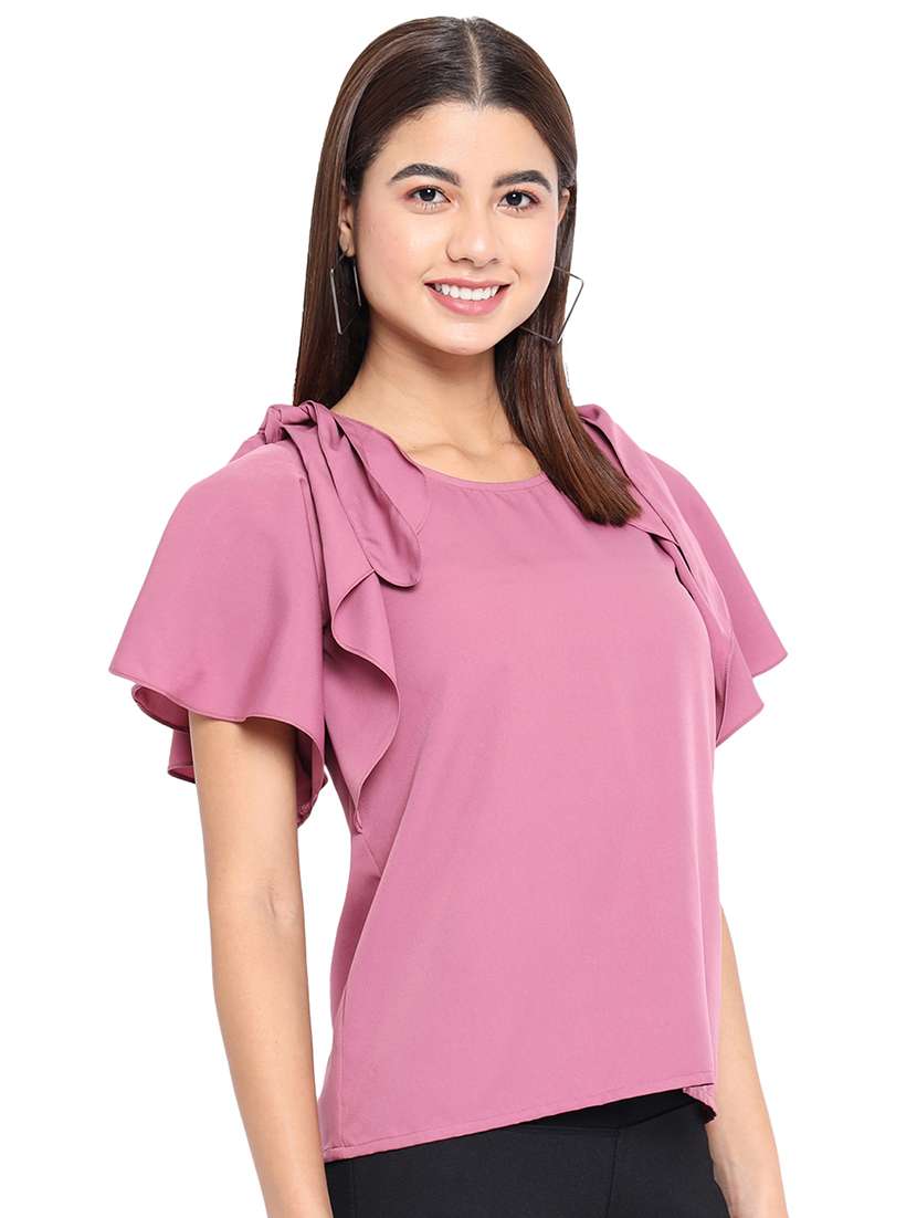 women solid flared sleeve regular top - 22082164 - Standard Image - 1
