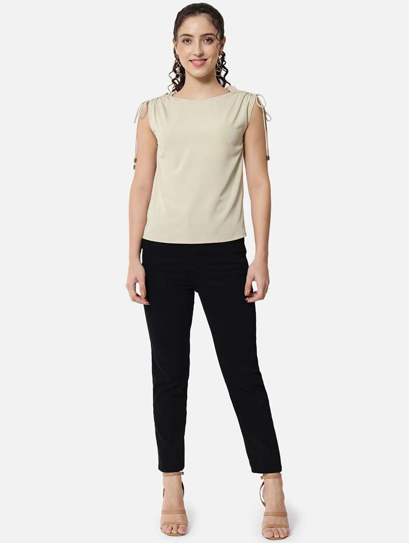 women solid boat neck sleeveless regular top - 22082166 -  Standard Image - 4