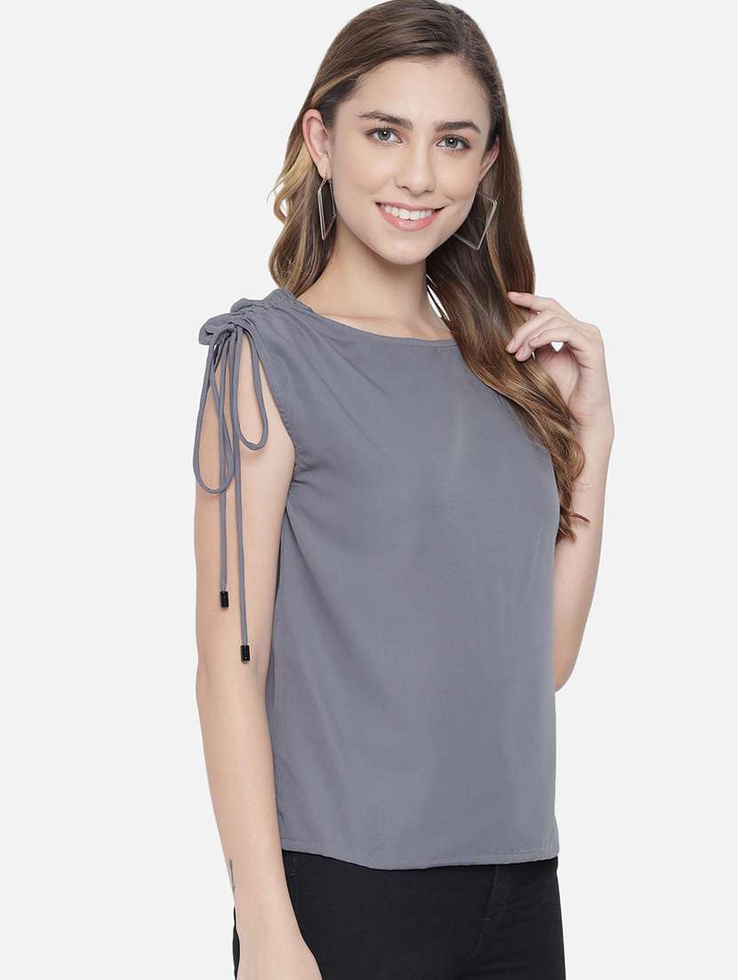 women solid baot neck sleeveless regular top - 22082167 - Standard Image - 1