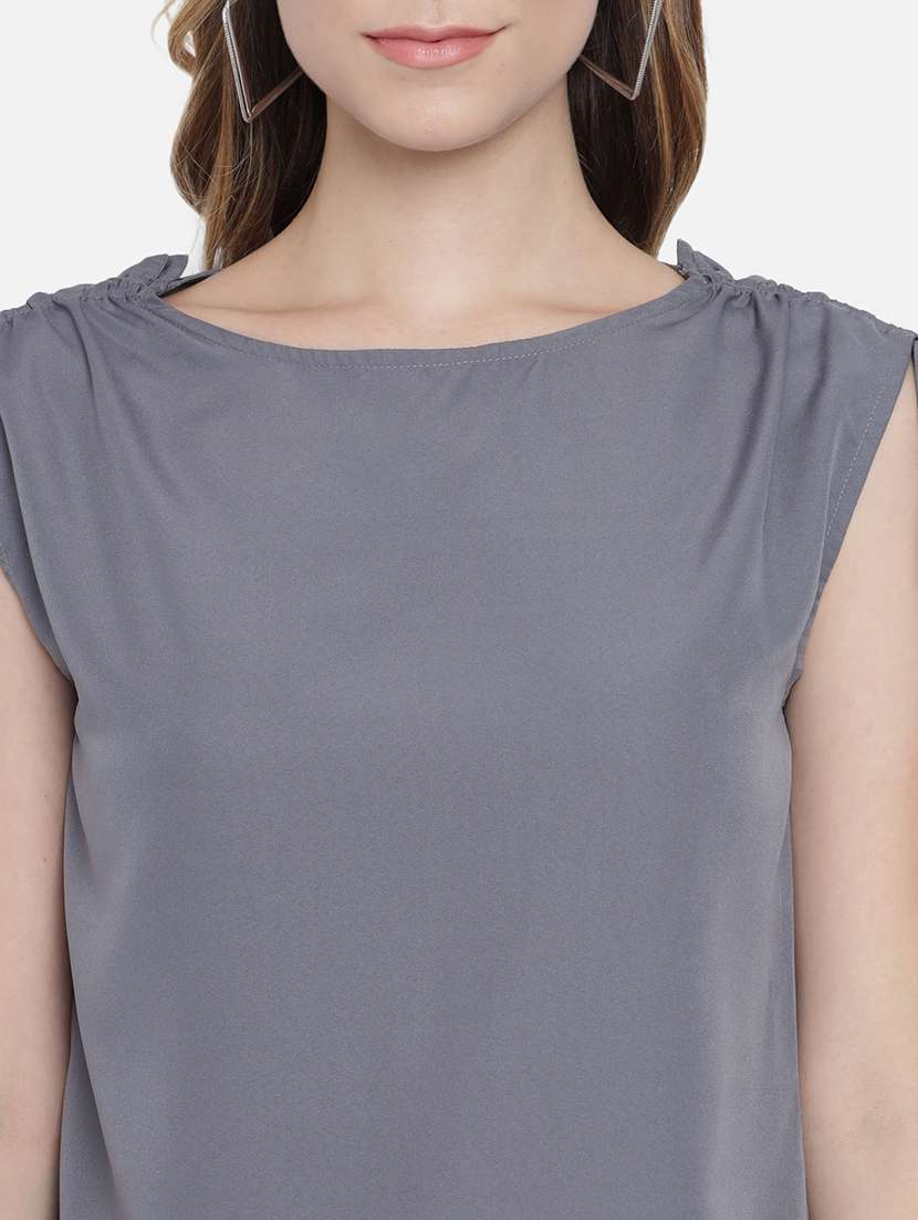 women solid baot neck sleeveless regular top - 22082167 - Standard Image - 4