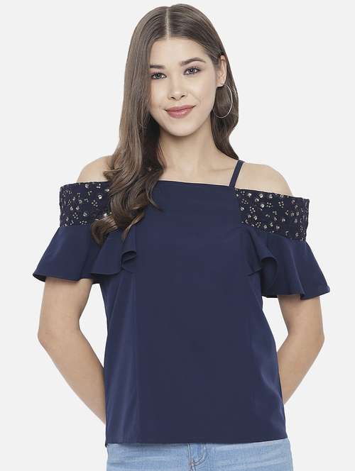 women embroidered off shoulder regular top - 22082169 -  Standard Image - 0