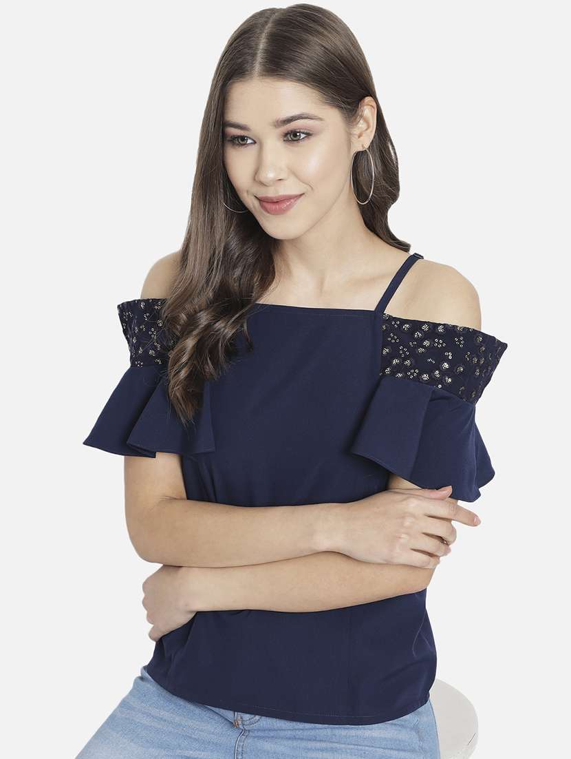 women embroidered off shoulder regular top - 22082169 -  Standard Image - 1