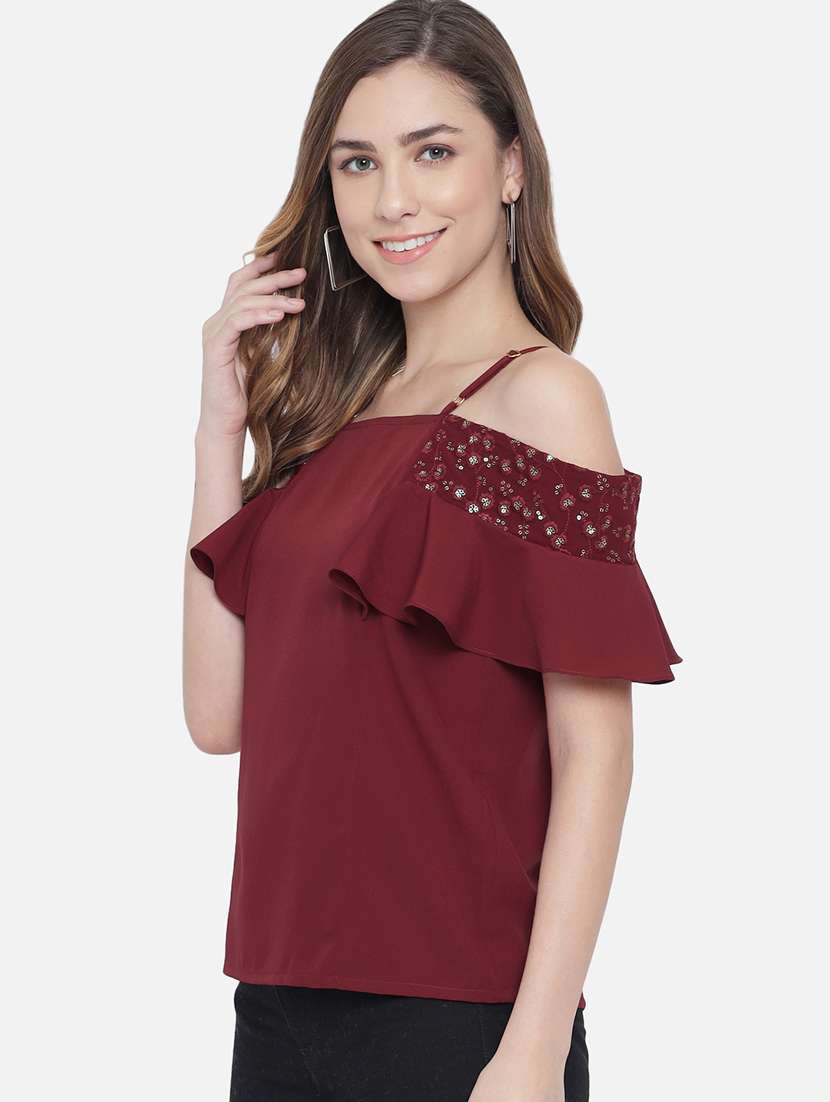 women embroidered off shoulder regular top - 22082170 - Standard Image - 1