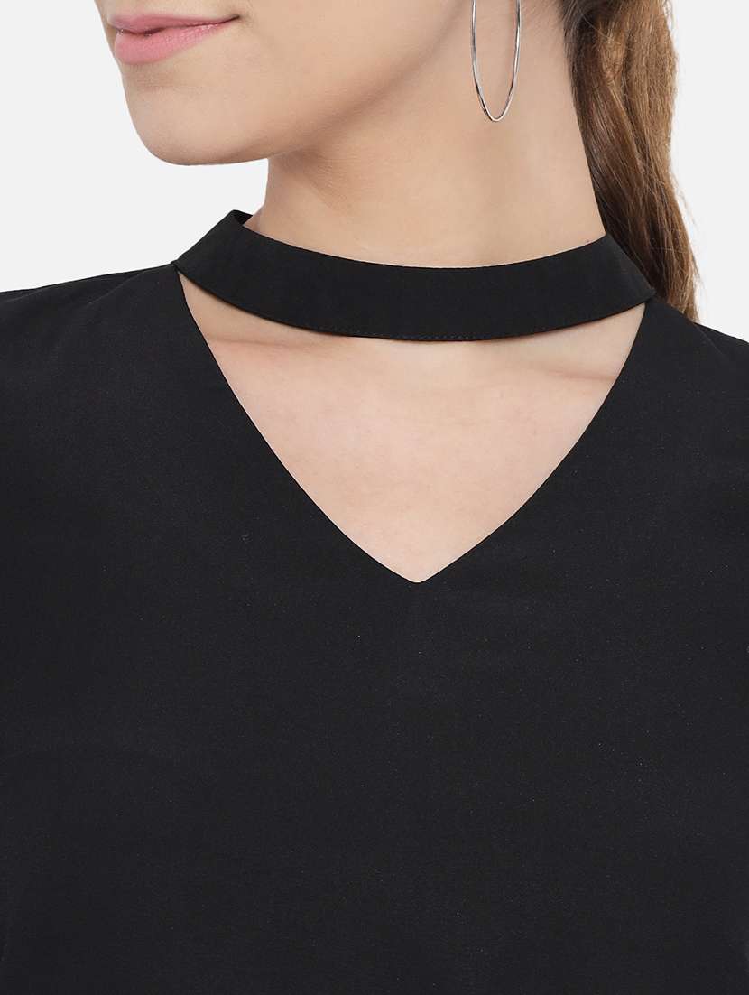 women solid choker neck long sleeve regular top - 22082180 -  Standard Image - 4