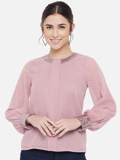 women self designed puff sleeve regular top - 22082184 - Standard Image - 0